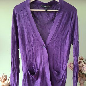 Purple one-button cardigan